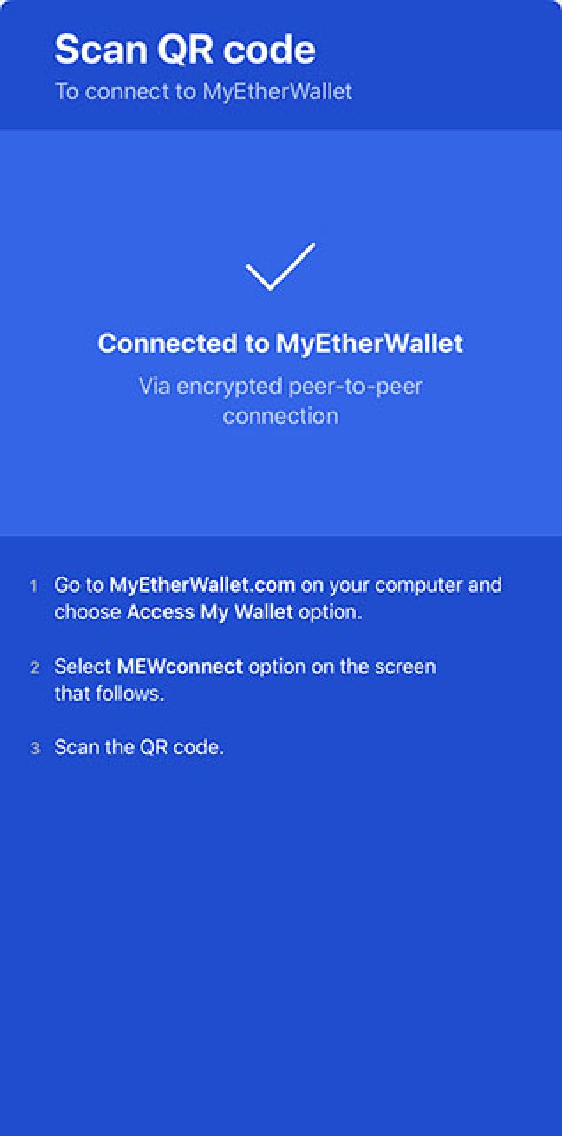 QR kód beolvasása után jelentkező kék felület a telefonos applikációban. 